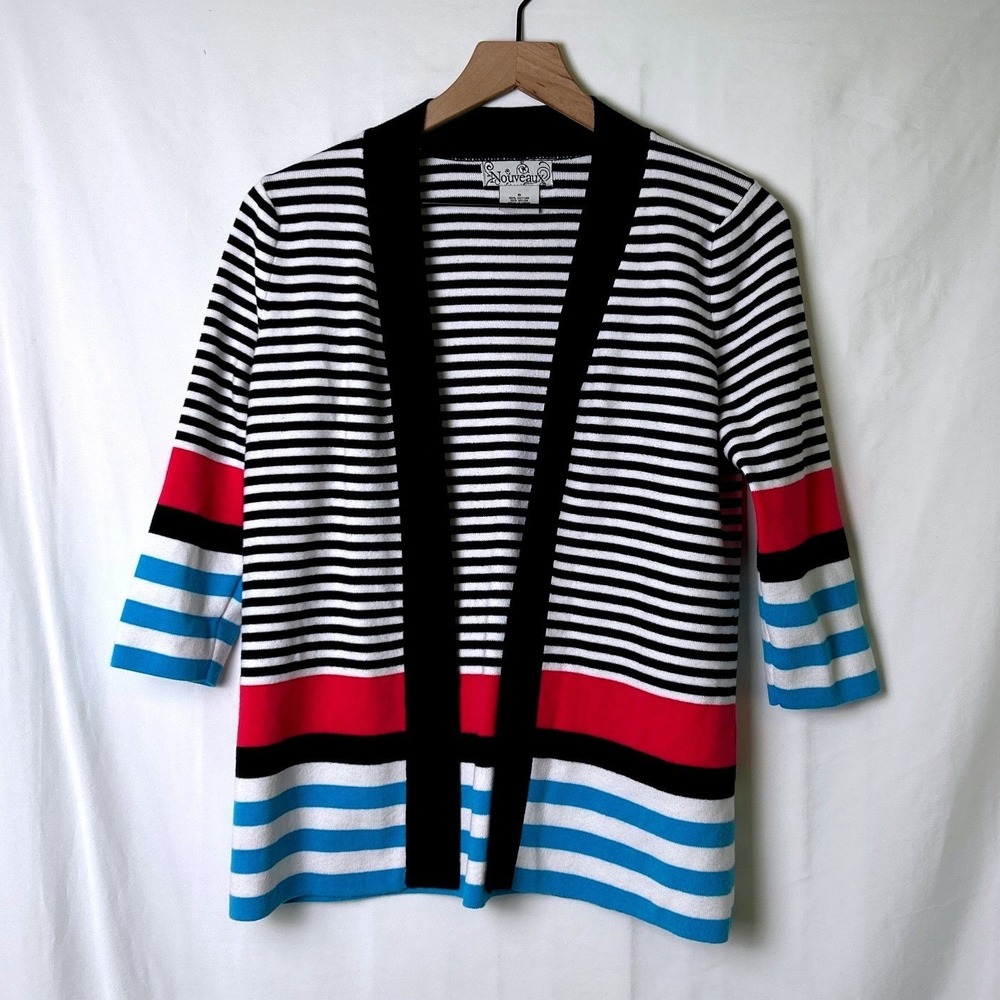 Nouveaux Womens Striped Colorblock Open Front Cardigan Sweater Size S Multicolor